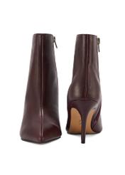 Burgundy leather high heel ankle boots BUTYD-1122-49(Z25), front and back product view on white background.