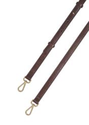 Classic brown leather women's handbag TORES-1371-1H(Z26). View of the strap on a white background.