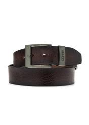 Men's dark brown leather belt PASMS-0274-88(Z25), front product view on white background.