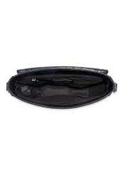 Black semi-circular croco women's messenger bag TOREC-1184-9G(W26), product view inside on white background.