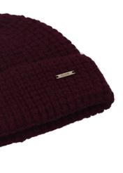 Burgundy women's wool hat CZADT-0204-4D(Z26), close-up of the product detail on a white background.