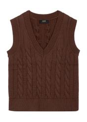 Brown women's cotton vest SWEDT-0282-1H(Z26), front product view on white background.