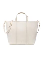 Cream leather shopper bag TORES-1272-0B(W26), front product view on white background.