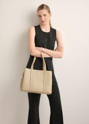 Beige leather shopper bag TORES-1342-1B(Z26)