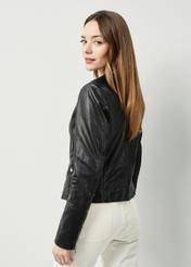 Women's black leather jacket KURDS-0478-1348(W24)-03