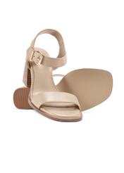 Beige women's leather sandals BUTYD-1178-1B(W26), diagonal product view on a white background.