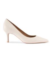 Cream leather women's pumps BUTYD-1031A-0B(W26), side product view on white background.