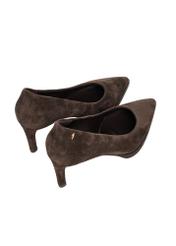 Brown suede women's high heels BUTYD-1325-1I(Z26) - product view from above, on a white background.