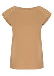 Beige T-shirt with gold print for women TSHDT-0060-81(W21)-02