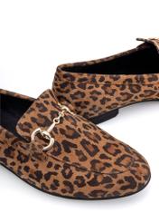 Women's leather loafers in leopard print BUTYD-1181-86(W25)-07