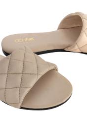 Leather beige quilted flip-flops BUTYD-1066-81(W24)-06