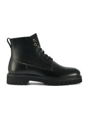 Men's leather ankle boots in black BUTYM-0507-99(Z25), side view of the product on a white background.