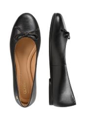 Women's black leather ballet flats BUTYD-1248-99(W26), product view from above on white background.