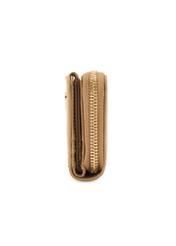 Small beige women's wallet with monogram POREC-0349A-81(Z25), product view from the side on a white background.