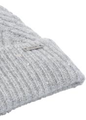 Gray women's hat with a pompom CZADT-0175-91(Z24)-03