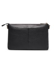 Black women's handbag made of natural pea leather TORES-1424-9I(Z26), product view from the back on a white background.