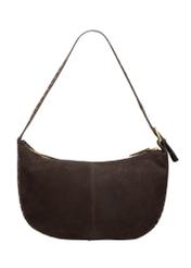 Brown suede women's hobo bag TORES-1384-1I(Z26) - product view from the back, on a white background.