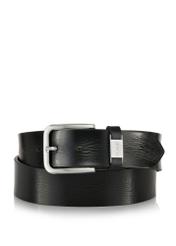 Black leather men's belt PASMS-0129C-99(W24)-01