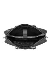 Black leather laptop bag TORMS-0494-99(W26) - product view from above, on white background.