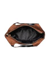 Cognac suede large women's handbag TORES-1169-1F(W26), product view from the inside on a white background.