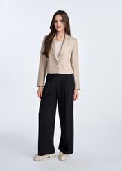 Short beige leather women's jacket KURDS-0522-2829(W25)-02