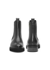 Women's black leather Chelsea boots BUTYD-1196-99(Z25), front and back product view on white background.