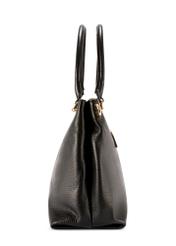 Leather black women's shopper handbag TORES-1204-9I(W26), product view from the side on a white background.