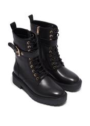 Black leather women's ankle boots BUTYD-1311-99(Z26), diagonal product view on a white background.