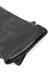 Long brown leather women's gloves REKDS-0082A-89(Z25), close-up of product detail, product view on white background.