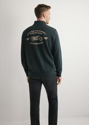 Men's black cotton sweatshirt BLZMT-0077-99(W26), back view of the product on the model. Half of the silhouette visible.