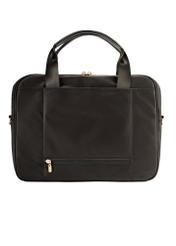 Black spacious women's laptop bag TOREN-0320-99(Z25), product view from the back on a white background.