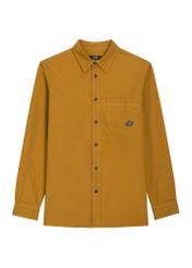 Mustard men's shirt KOSMT-0374-2D(Z26), front product view on white background.