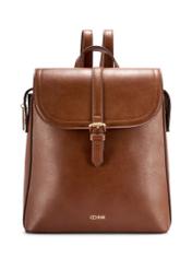 Women's cognac backpack TOREC-1198-1F(W26), front product view on white background.