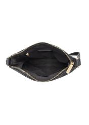 Black women's imitation leather messenger bag TOREC-1177-99(W26), product view inside on white background.