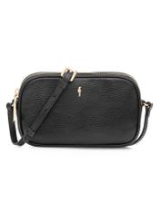 Small black leather women's handbag TORES-1152-9I(Z26), product view from the front on a white background.