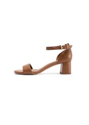 Women's camel leather sandals BUTYD-1179-1D(W26), side view of the product on a white background.