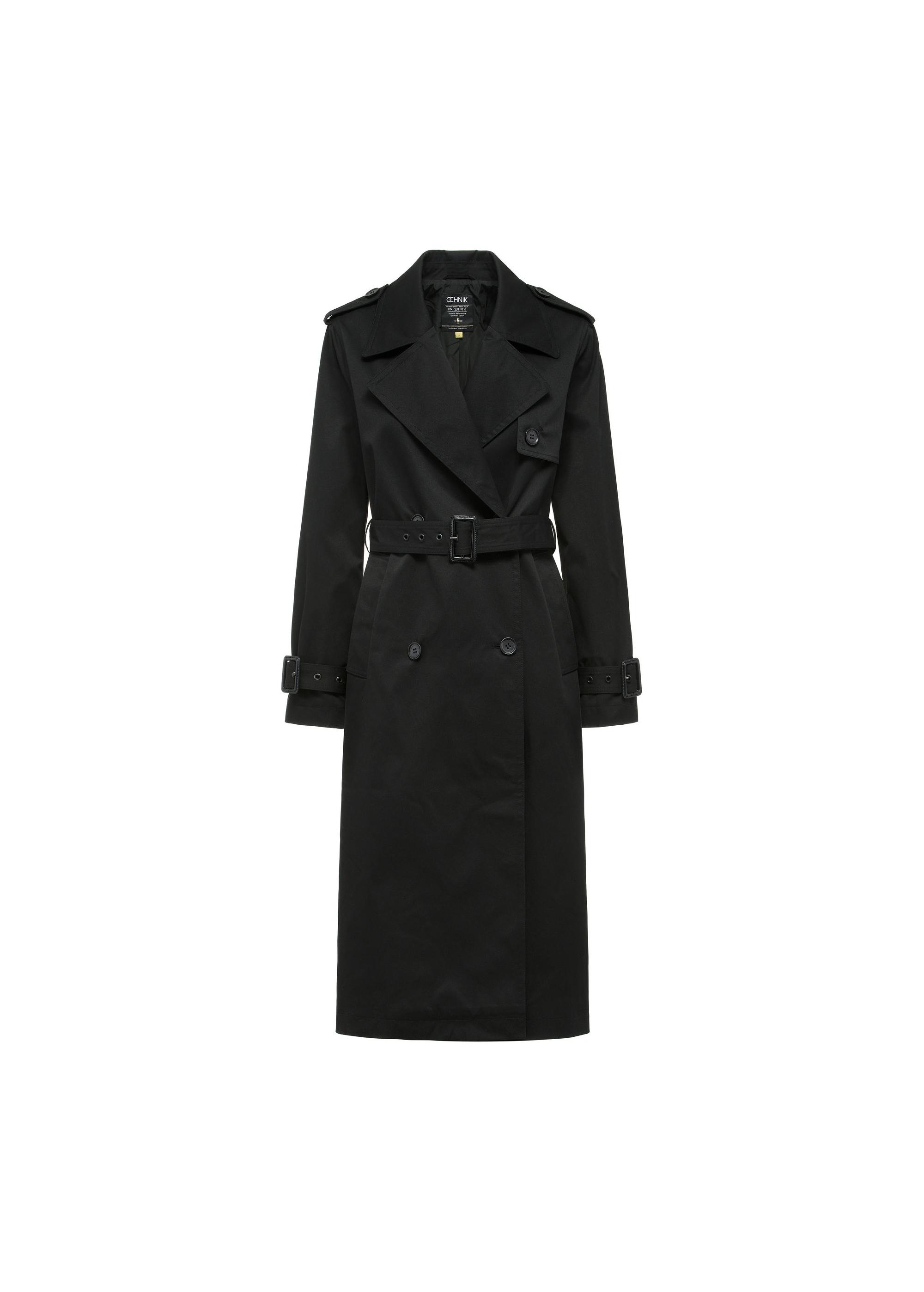 Long black women's coat-style jacket KURDT-0512-99(W25)-01