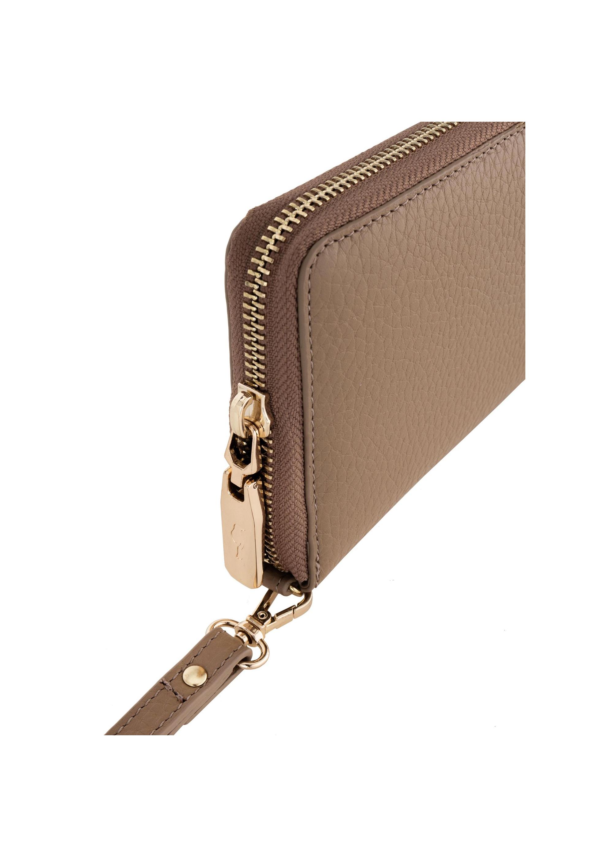 Beige leather women's belt wallet PORES-0897-81(Z23)-05