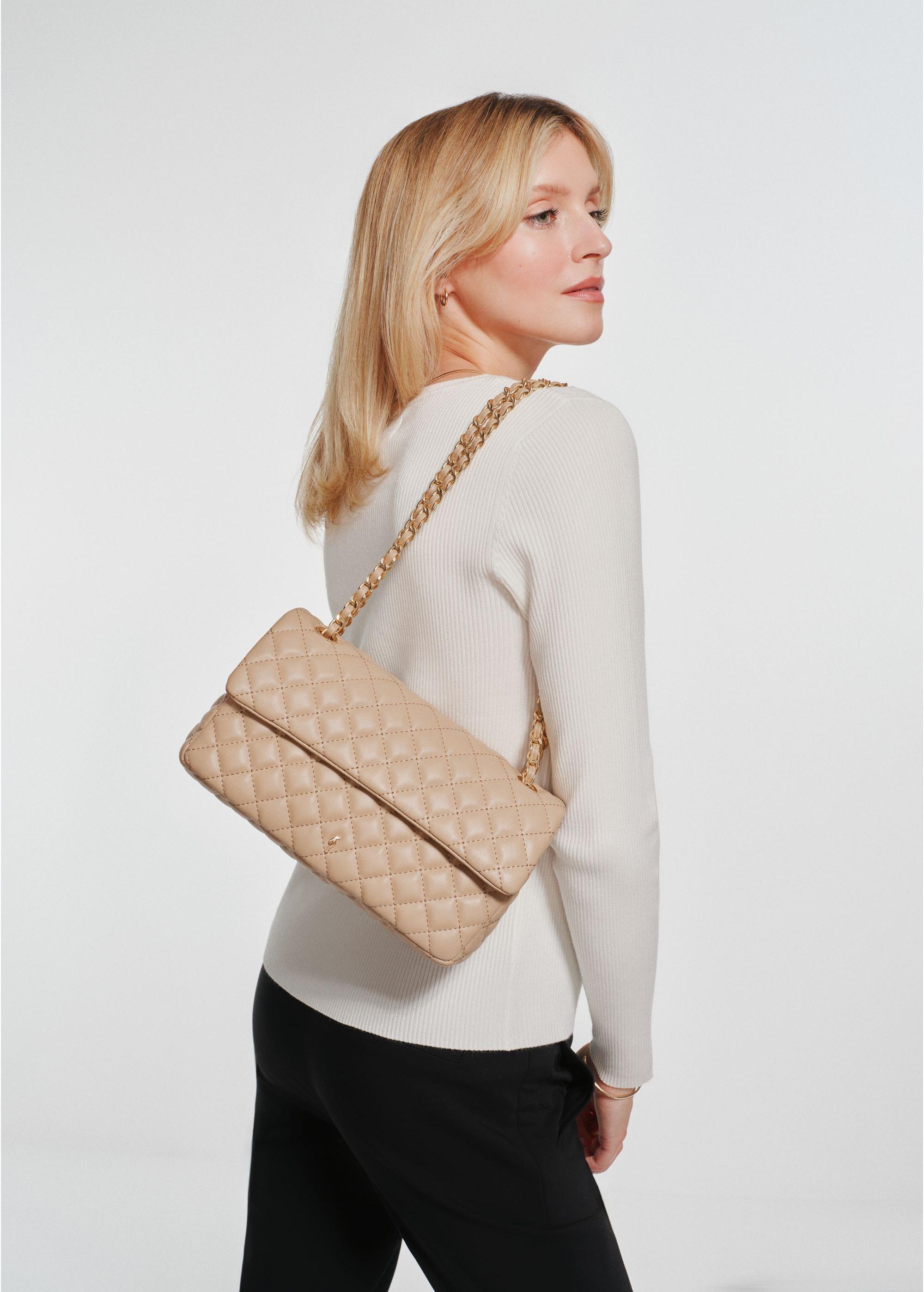 Beige quilted chain bag TOREC-0443D-81(W25)