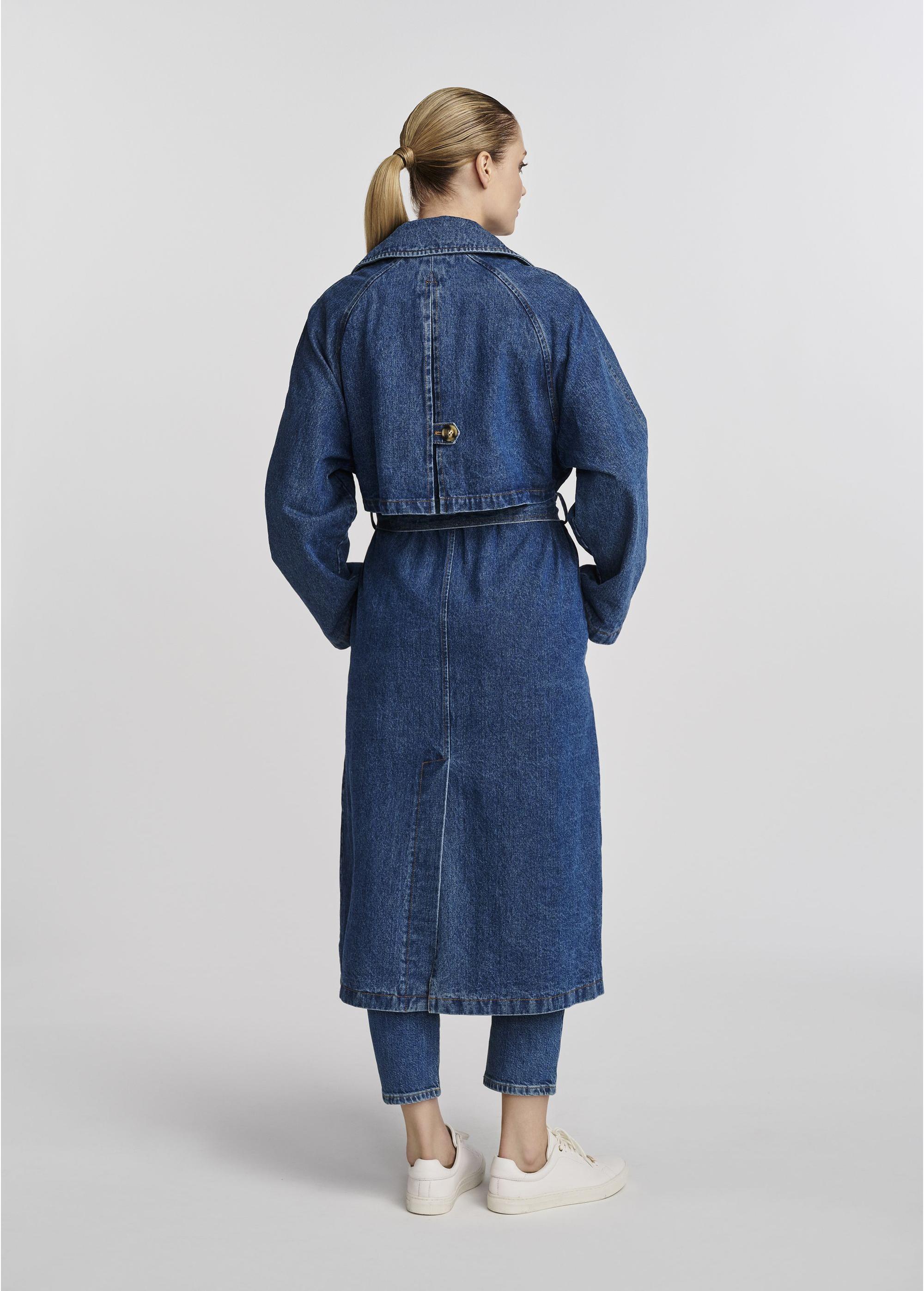 Women's denim jacket in the form of a coat KURDT-0566-69(W25)-05