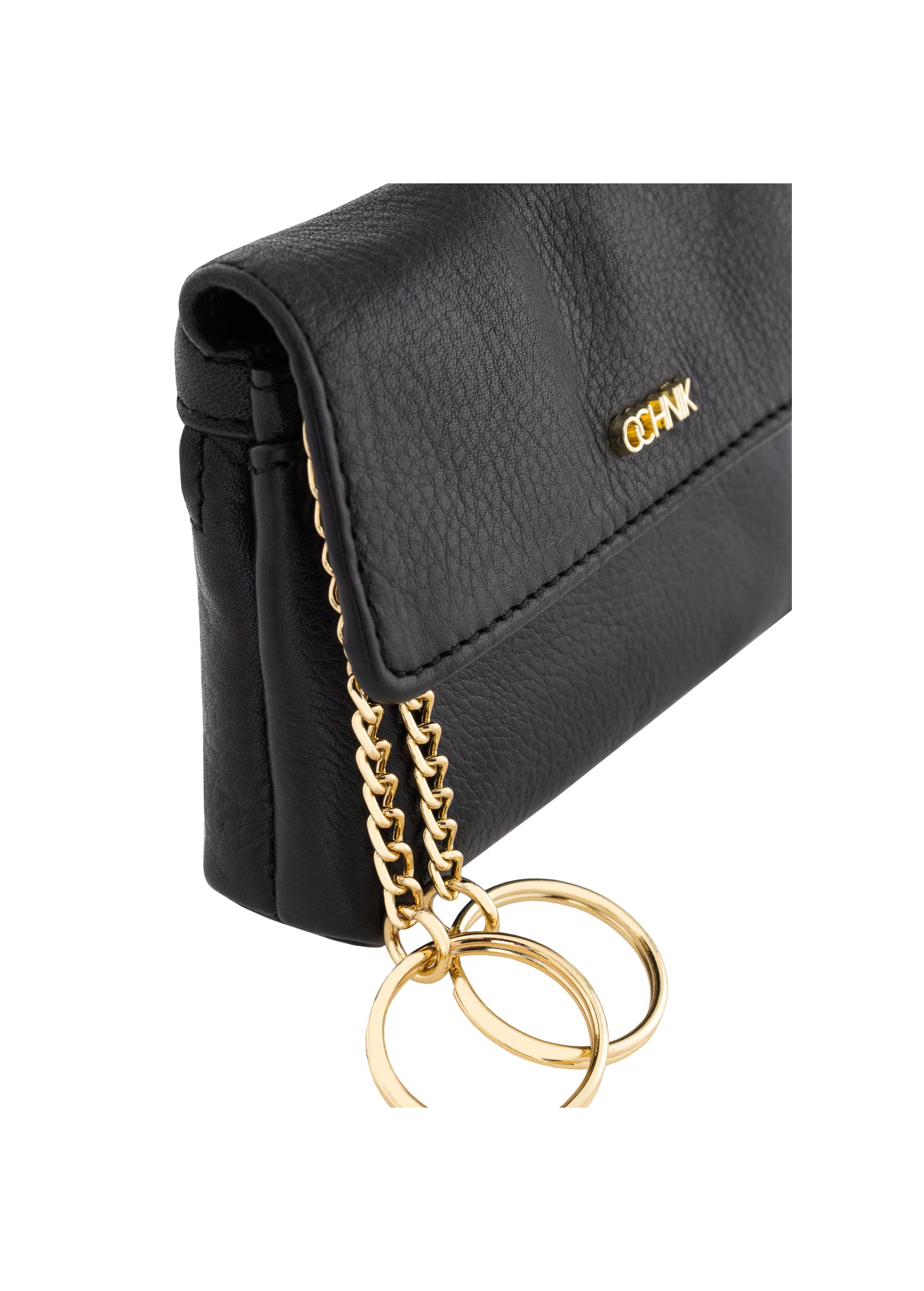 Small black leather wallet with chain PORES-0883-99(Z23)-05