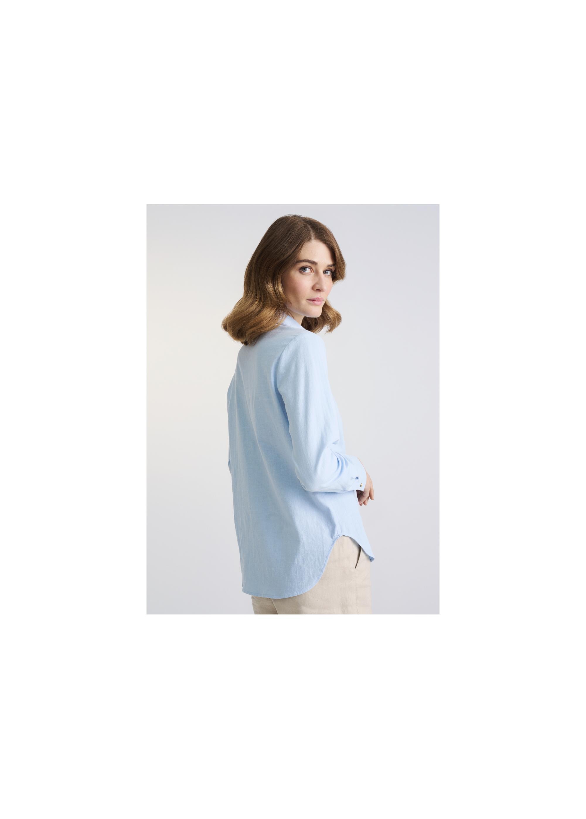 Blue cotton shirt for women KOSDT-0092-62(W22)-07