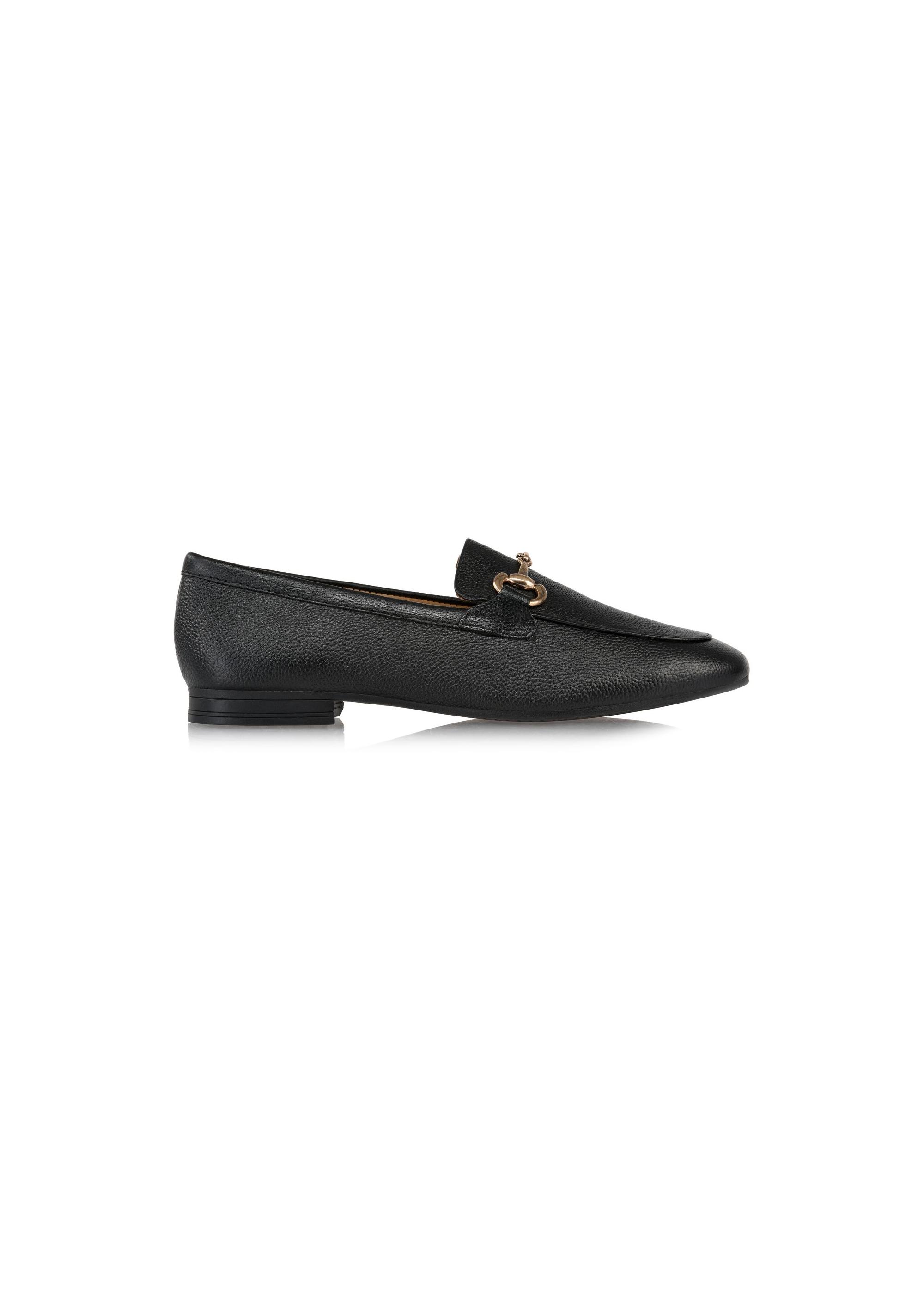 Black leather women's loafers BUTYD-1105-99(Z24)-01