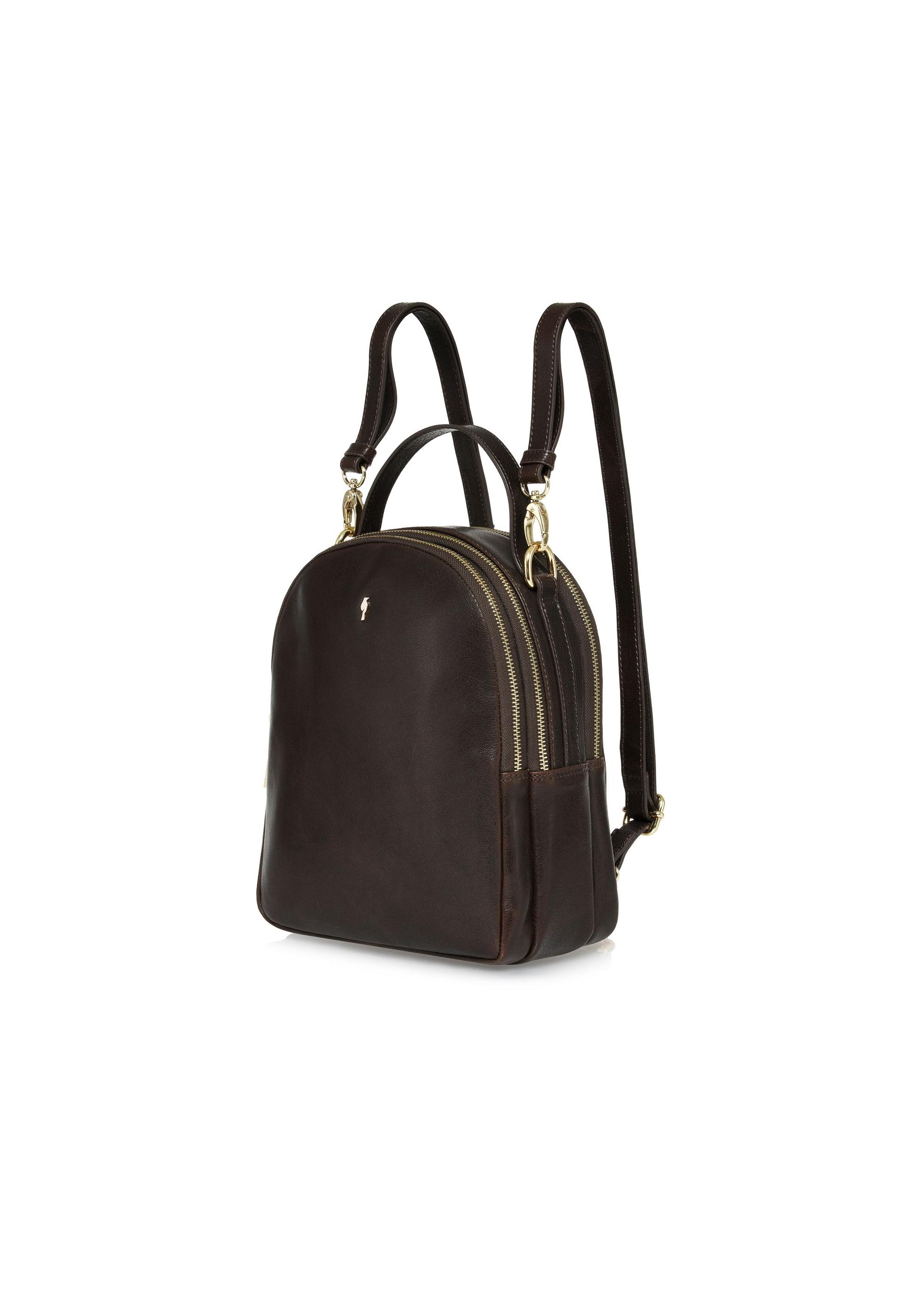 Brown leather women's backpack TORES-1048-89(Z24)-02