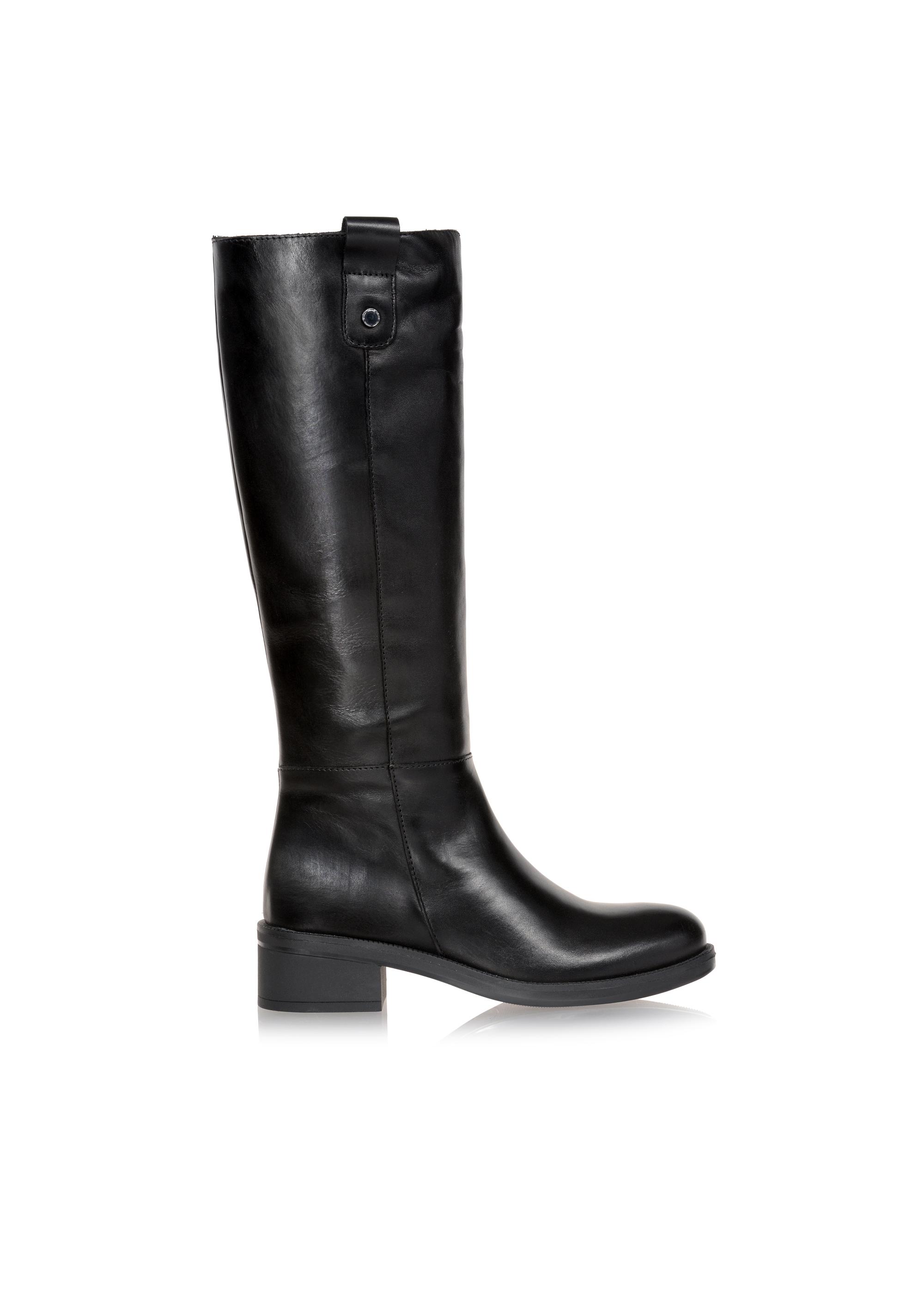 Classic black leather boots for women BUTYD-1002-99(Z23)-01