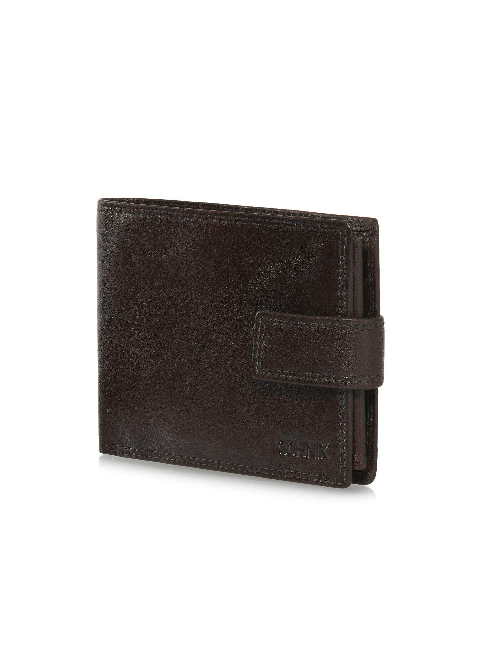 Leather clasp brown men's wallet PORMS-0606-89(W24)-02