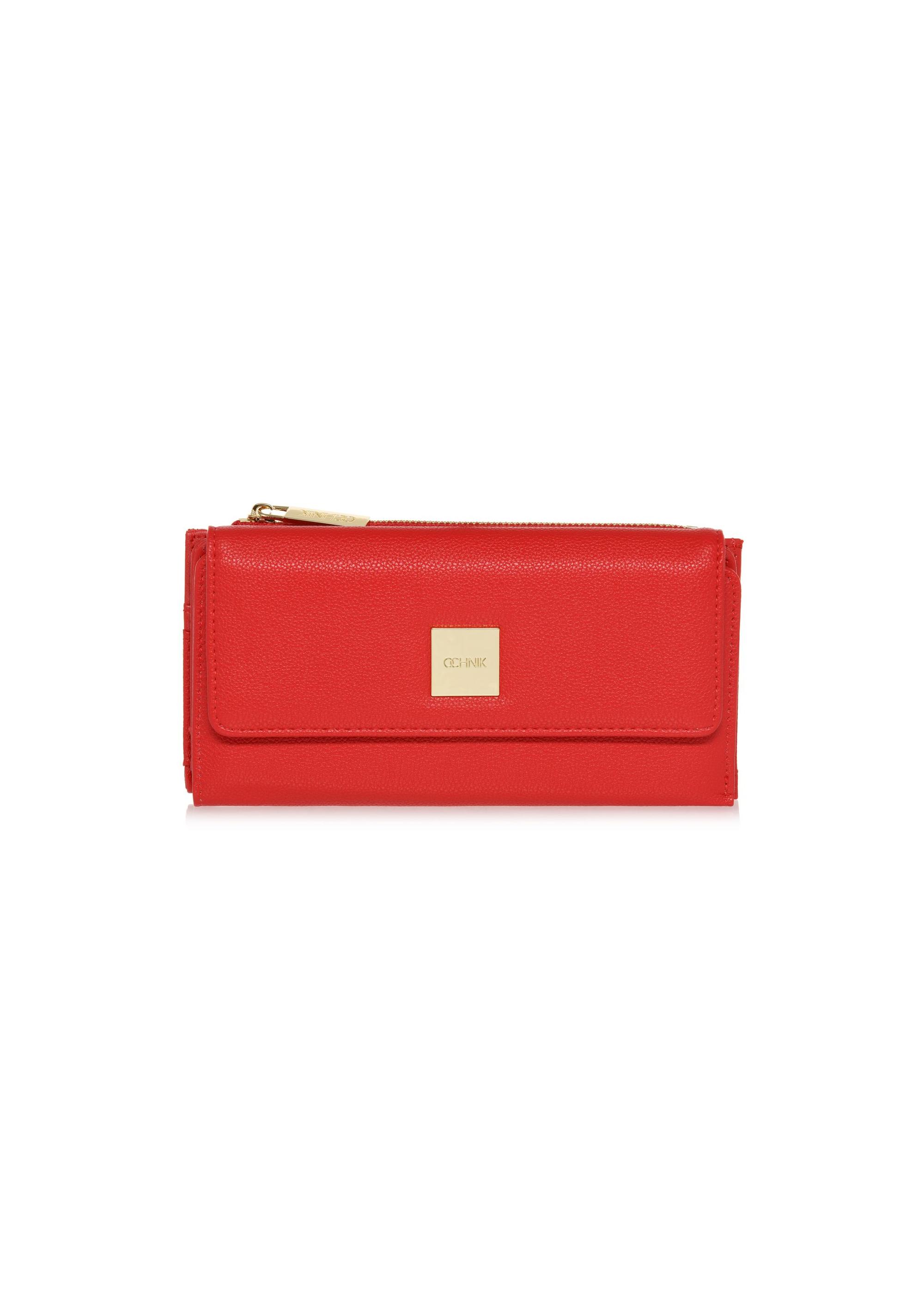 Large red women's wallet with logo POREC-0369-42(W24)-01