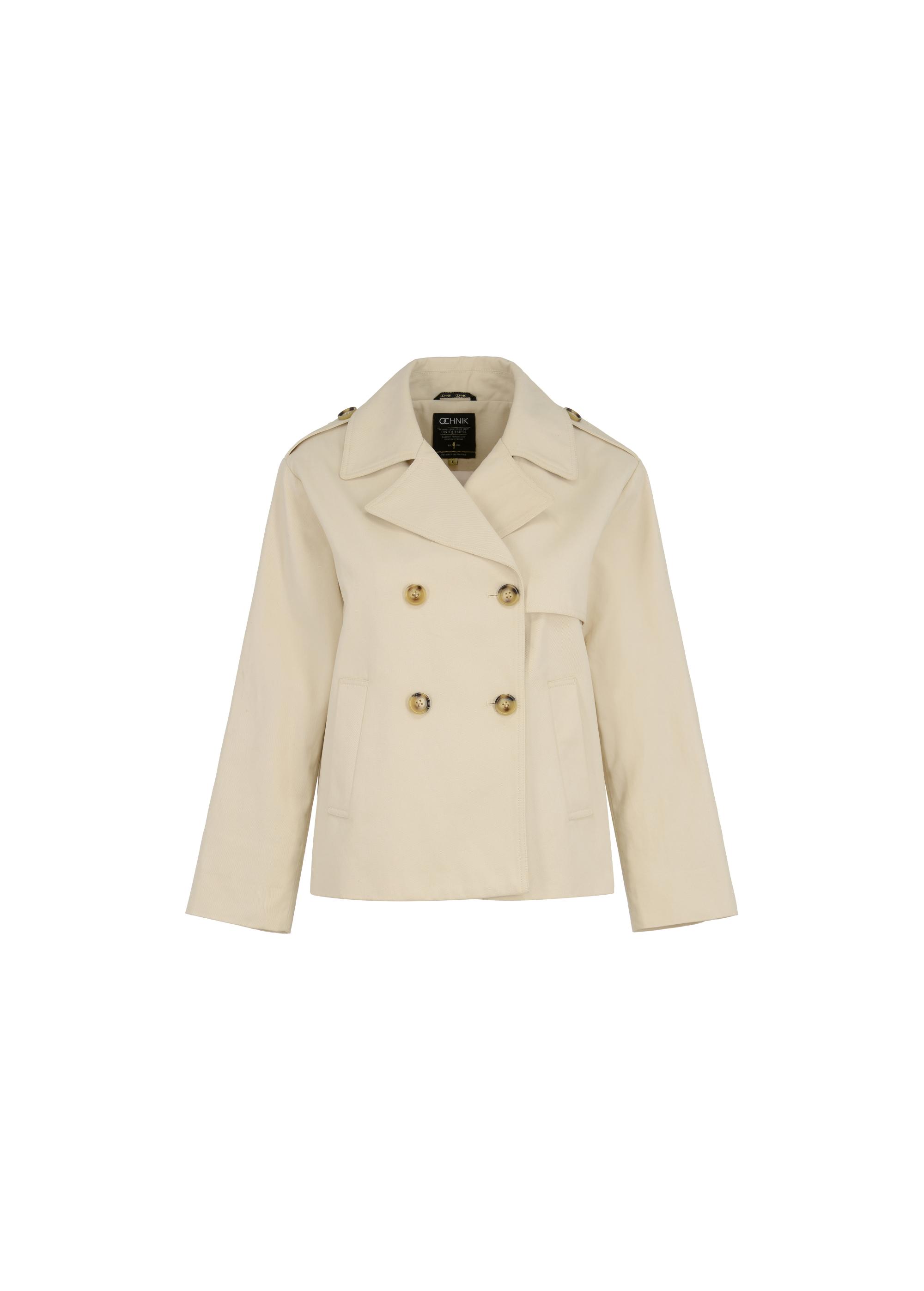 Women's double-breasted cream trench KURDT-0425-80(W23)-05