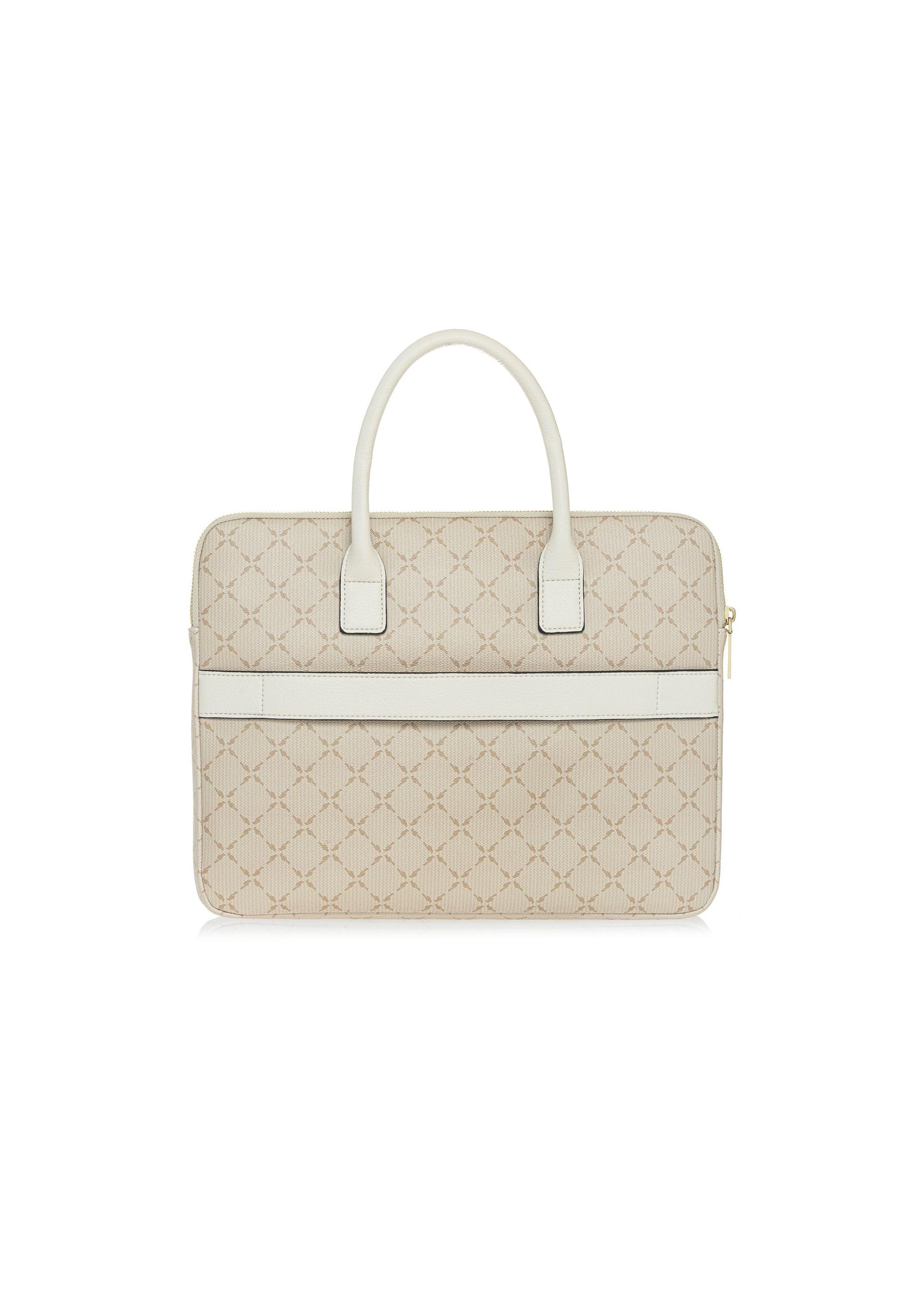 Beige women's laptop bag with monogram TOREC-1027-81(W25)-04