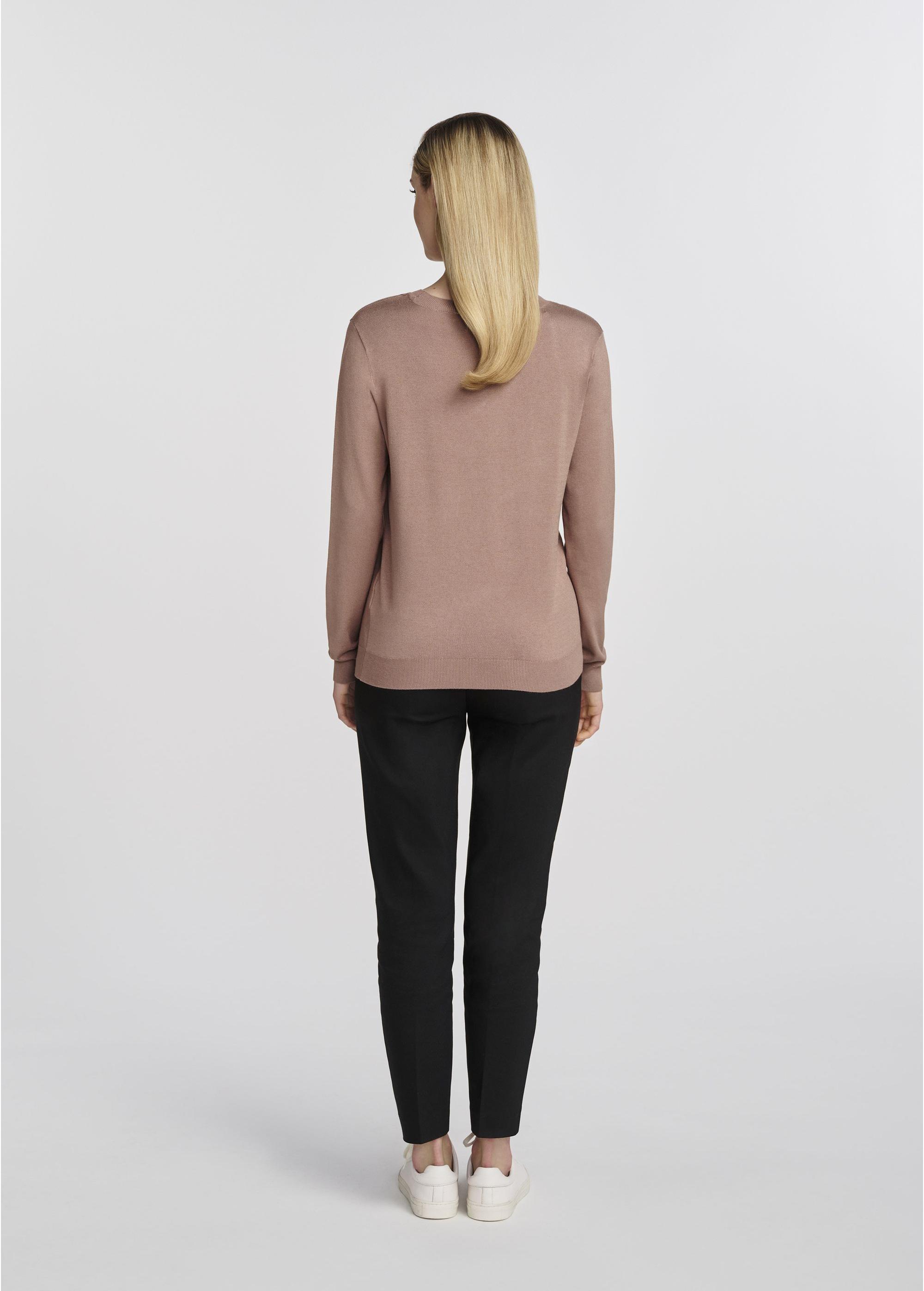 Women's V-neck sweater in camel color SWEDT-0201-83(W25)-03